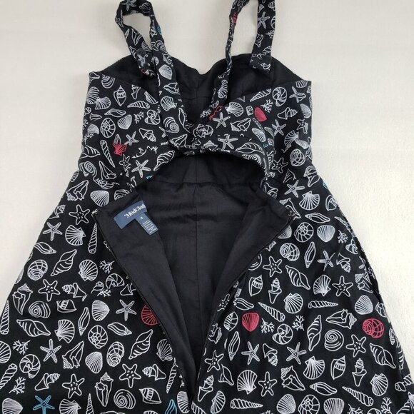 ModCloth Seashore Spectacular Linen Dress Womens 4 Black Sleeveless Fit Flare - Picture 9 of 14